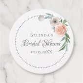 Bruidsfeest blozen roze bloemen dank je bedankjes labels (Voorkant)