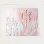 Bruidsfeest blozen roze witte bruidsjurk naam wandkleed (Voorkant (horizontaal))