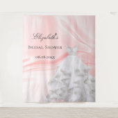 Bruidsfeest blozen roze witte bruidsjurk naam wandkleed (Voorkant)