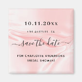 Bruidsfeest blozende roze zijde satijnen save the  magneet (Voorkant)