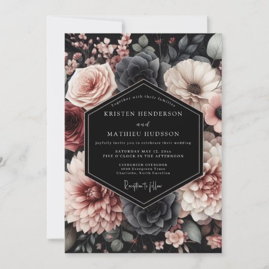 Bruidsfeest Blush Noir Chiaroscuro Kaart (Voorkant)