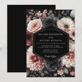 Bruidsfeest Blush Noir Chiaroscuro Kaart (Voorkant / Achterkant)