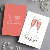 Bruidsfeest Blush Roze Waterverf Champagne Bedankkaart