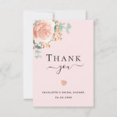 Bruidsfeest boeket bloemige eucalyptus roze goud r bedankkaart (Voorkant)