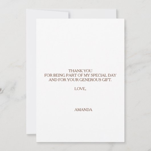 Bruidsfeest boeket bloemige eucalyptus roze goud r bedankkaart (Achterkant)