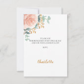 Bruidsfeest boeket eucalyptus roze goud roze bedankkaart (Achterkant)