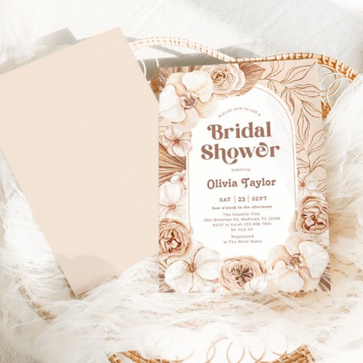 Bruidsfeest Boho Bloemige Mocha Kaart