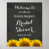 Bruidsfeest bord elegant zonnebloemen krijtbord poster (Voorkant)
