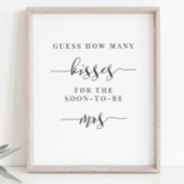 Bruidsfeest bord - Raad hoeveel kusjes Poster
