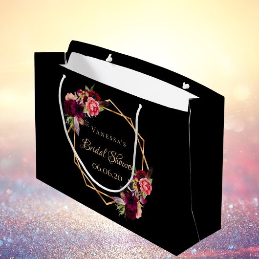 Bruidsfeest borduursels zwart burgundy groot cadeauzakje