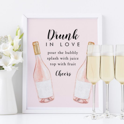 Bruidsfeest Borrel Bar Uithangbord Verliefd en Dro Poster