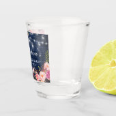 Bruidsfeest Borrel Blauwe Houten Roze Bloem Lichtj Shot Glas (Rechts)