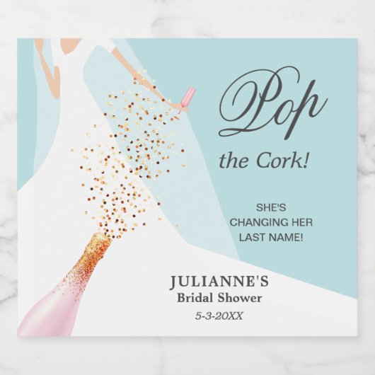 Bruidsfeest borrel de kurk sparkling wijnetiket (Enkel label)