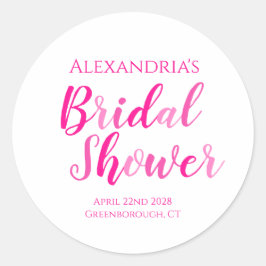 Bruidsfeest Borrel Feestelijke Roze Moderne Fête Ronde Sticker