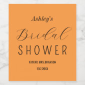 Bruidsfeest Borrel Oranje Herfst Brunch Wijnlabel Wijn Etiket (Enkel label)