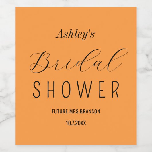 Bruidsfeest Borrel Oranje Herfst Brunch Wijnlabel Wijn Etiket (Enkel label)