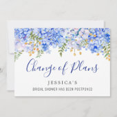 Bruidsfeest Borrel Planwijziging Blauwe Hortensia Kaart (Voorkant)