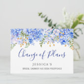 Bruidsfeest Borrel Planwijziging Blauwe Hortensia Kaart (Staand voorkant)