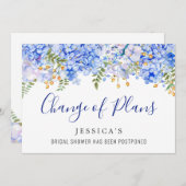 Bruidsfeest Borrel Planwijziging Blauwe Hortensia Kaart (Voorkant / Achterkant)