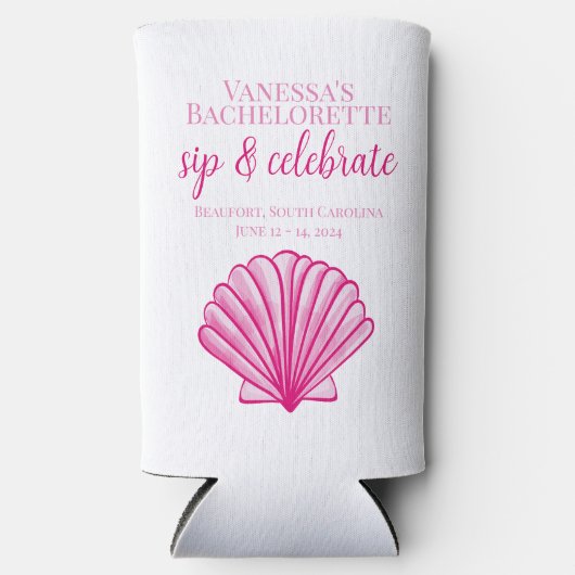 Bruidsfeest Borrel & Vieringen Aangepaste Schelp V Seltzer Blikjeskoeler (Voorkant)