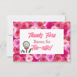 Bruidsfeest Borrelcadeau Golf Roze Bloemen Bedankkaart