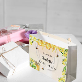 Bruidsfeest bruid bijen honing gele bloemen naam groot cadeauzakje
