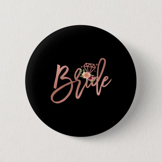 Bruidsfeest Bruid Bruiloft Trouwfeest Cadeau Bloem Ronde Button 5,7 Cm (Voorkant)