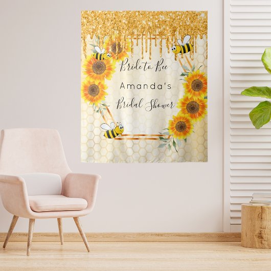 Bruidsfeest bruid glitter zonnebloemen wandkleed