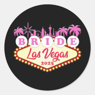Bruidsfeest Bruid Las Vegas 2025 Meisjesuitje Ronde Sticker