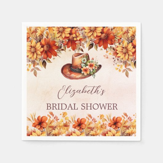 Bruidsfeest bruidsmeisjes herfst oranje bloemen co servet (Voorkant)