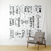 Bruidsfeest bruidspaar zwartetekst photobooth Acht Wandkleed (In Situ (horizontaal))