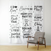 Bruidsfeest bruidspaar zwartetekst photobooth Acht Wandkleed (In situ)