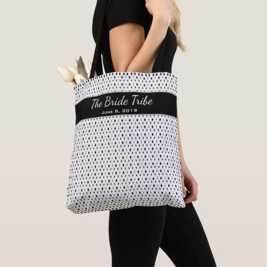 Bruidsfeest Bruidspartij Aangepast Wit & Zwart Tote Bag (Dichtbij)