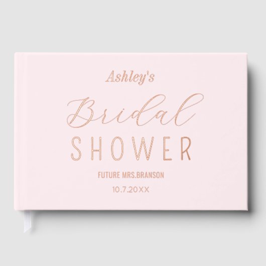 Bruidsfeest Bruidssluier Roze Goud Folie Gastboek Gastenboek (Voorkant)