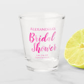 Bruidsfeest Bruiloft Felroze Modern Feest Shot Glas (Voorkant)