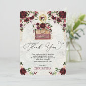 Bruidsfeest Bruiloft Roze Bloemen Vintage Bedankkaart (Staand voorkant)