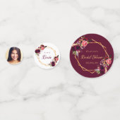 Bruidsfeest burgundy bloemen foto confetti (Voorkanten)