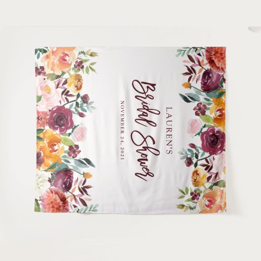 Bruidsfeest | Burgundy Blush Foto Achtergrond Wandkleed (Voorkant (horizontaal))