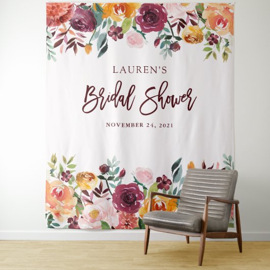 Bruidsfeest | Burgundy Blush Foto Achtergrond Wandkleed (In situ)