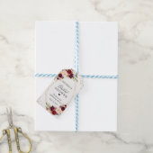 Bruidsfeest Burgundy Rood Bloem Motief Gouden Lijs Cadeaulabel (Met Touw)