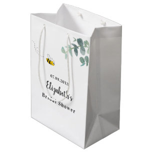 Bruidsfeest cadeautje cute bij eucalyptus groen wi medium cadeauzakje
