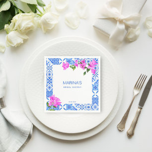 Bruidsfeest cadeautjes Blauwe Tegel Bougainvillea  Servet