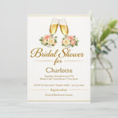 Bruidsfeest Champagne en Rozen Kaart (Staand voorkant)