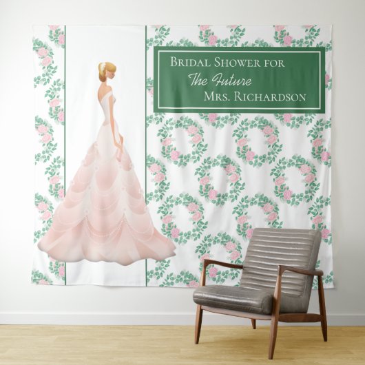 Bruidsfeest Chic Fotobackdrop - Groen Wandkleed (In Situ (horizontaal))