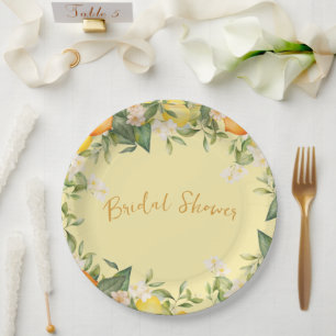 Bruidsfeest Citroen Sinaasappels Citrus Bloemen  Papieren Bordje