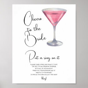 Bruidsfeest Cocktail Doe een ring om het spel Poster