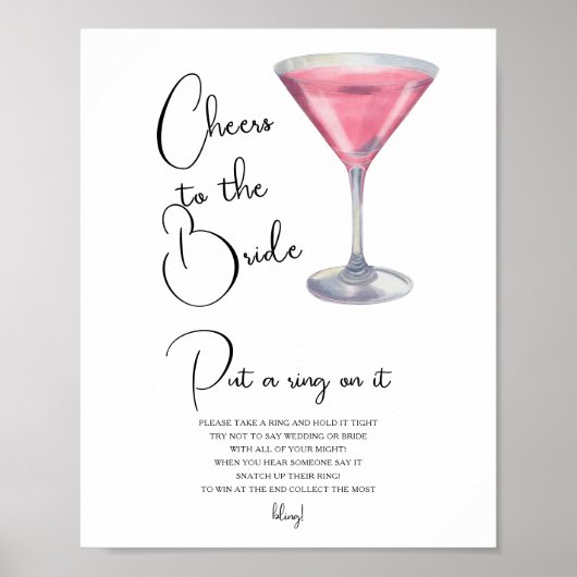 Bruidsfeest Cocktail Doe een ring om het spel Poster (Voorkant)