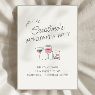 Bruidsfeest Cocktails Roze Illustratie Lief Kaart