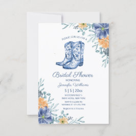 bruidsfeest cowgirl laarzen bloemen western  kaart