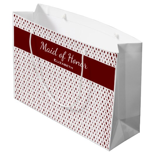 Bruidsfeest Custom Dark Red & White Groot Cadeauzakje (Achterkant Gekanteld)